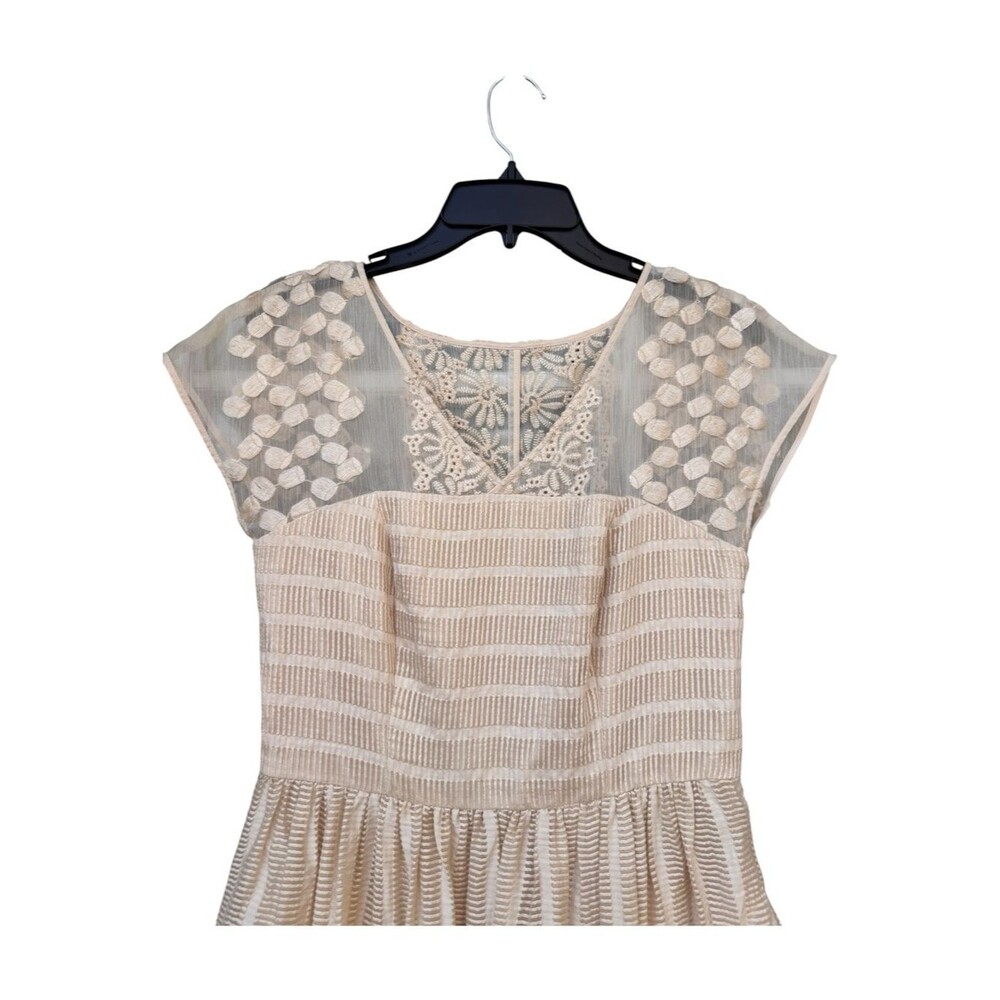 Anthropologie Moulinette Soeurs Poema Lace Dress Cream Ivory Midi Fit Flare 10 - Picture 3 of 8